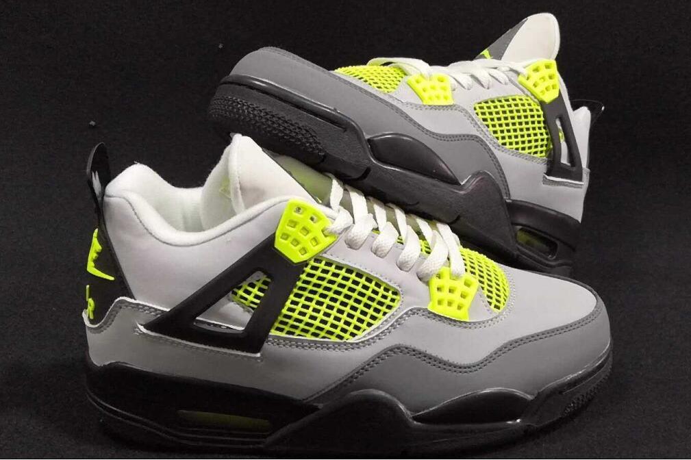 2019 Air Jordan 4 Retro Grey Green Black Shoes - Click Image to Close